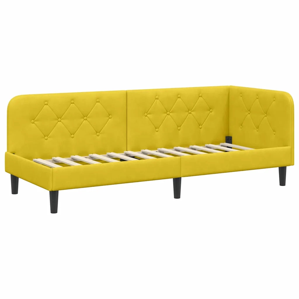 Cornice del letto ad angolo Giallo 80 x 200 cm Velluto 42016592