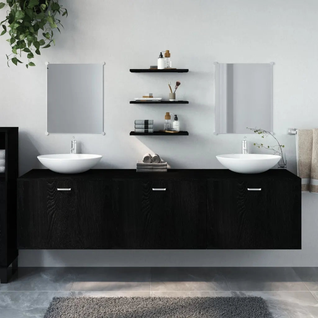 Set Mobili da Bagno | Armadio da bagno 6 pz Nero in Legno Multistrato