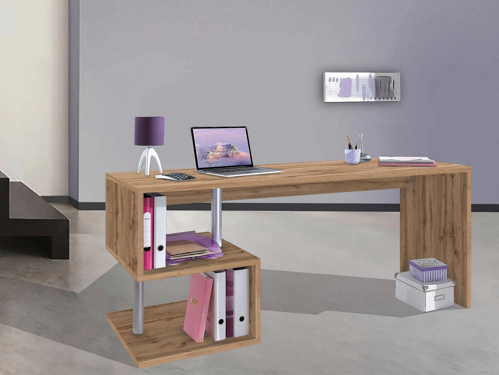 Scrivania con 2 Ripiani 180x60x77,5 cm Esse Quercia Wotan
