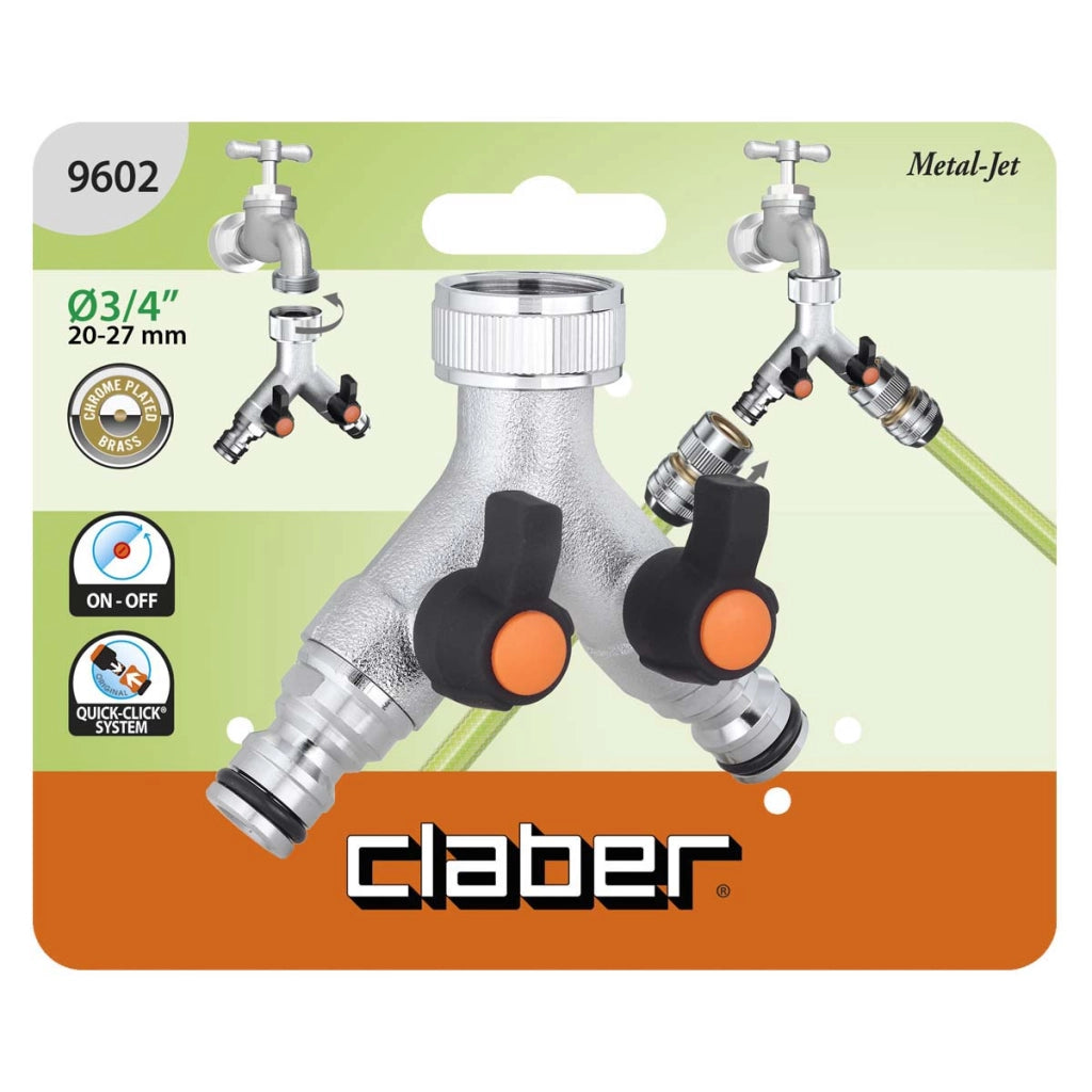 DERIVAZIONE IN METALLO A 'Y' DUE VIE Art. 9602 - 3/4 blister  - CLABER