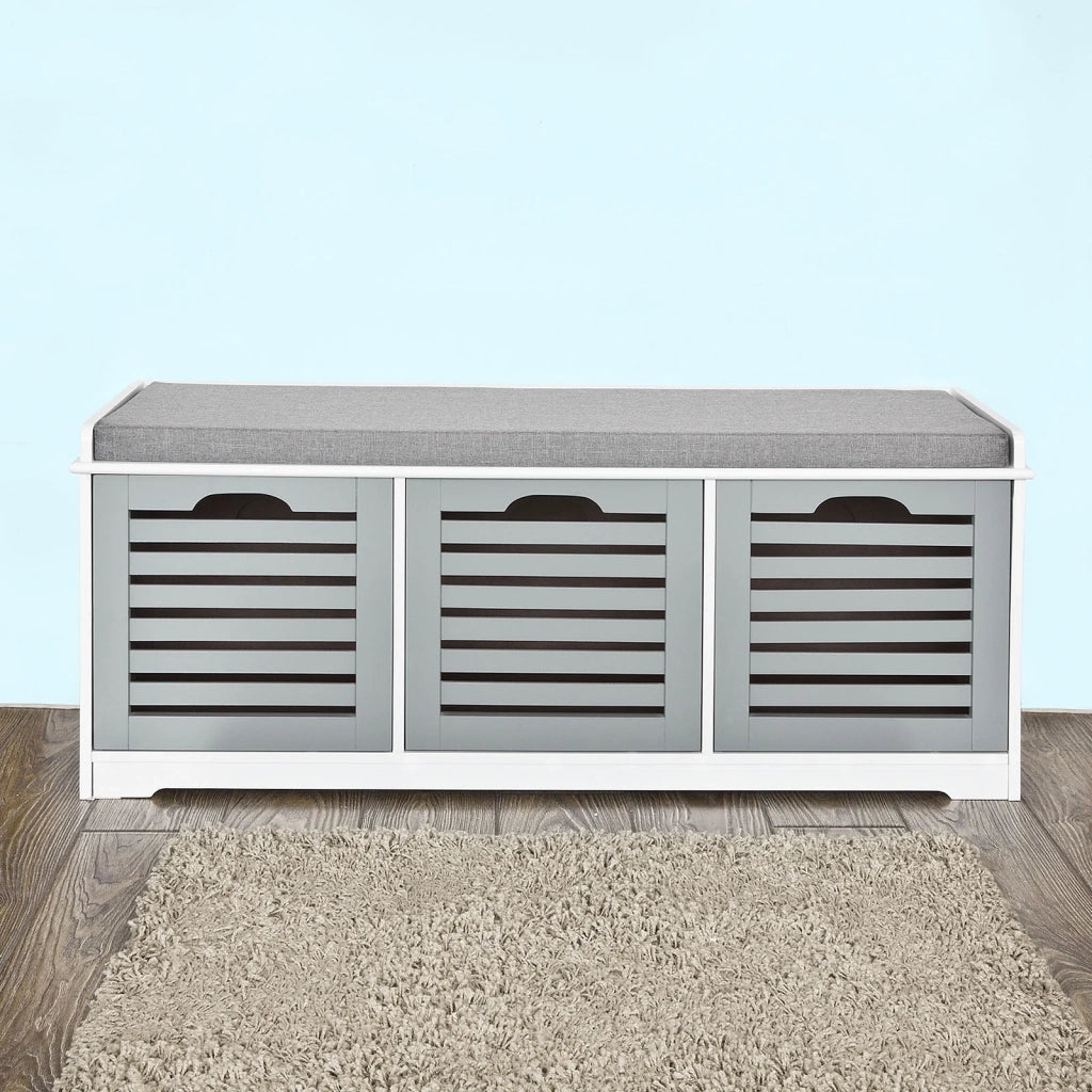 SoBuy Panca scarpiera ingresso con seduta con Contenitore per legna da interno L105xP35xA43 cm grigio FSR23-HG