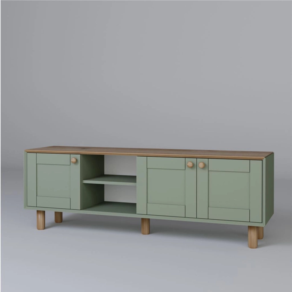 Supporto TV in legno "Mia" - 160 x 40 x 56 cm - Verde