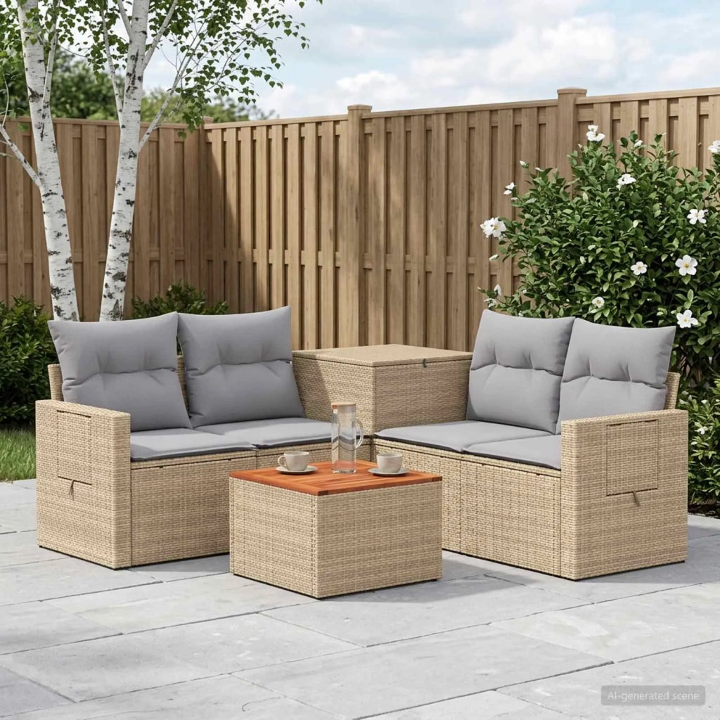 Set di divani 6 pz Beige e Grigio Chiaro 3447471