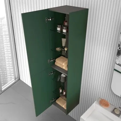 Colonna bagno sospesa 160 cm Melody verde bosco con ante reversibili