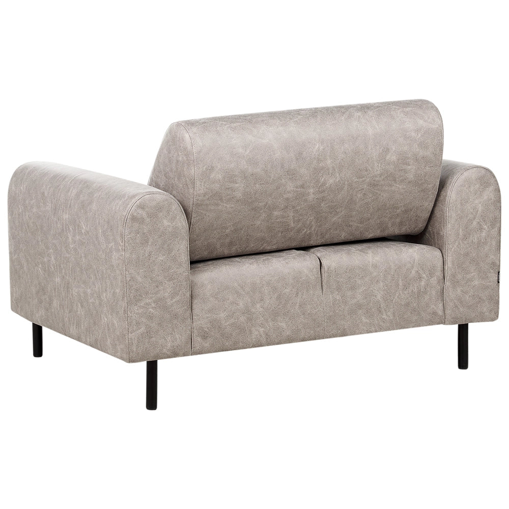 Poltrona in tessuto effetto pelle grigio schienale regolabile gambe in metallo stile moderno