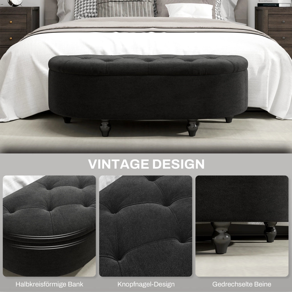 PANCA CONTENITORE 120x46x42 cm Grigio Scuro in velluto