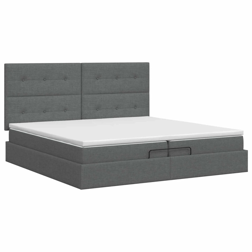 Letto ottomano con materasso Grigio Scuro 200 x 200 cm Tessuto 3457516
