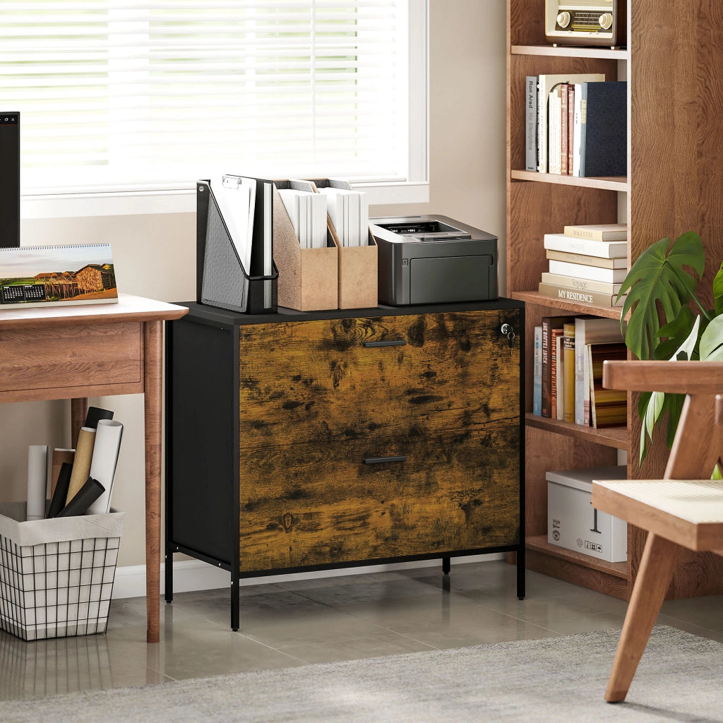 Scrivania con cassetti e archivio ¨C zephmum ¨C 80x39x73,5 cm Marrone