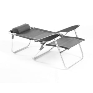 Sedia Sdraio con Braccioli Pieghevole 66x59x77 cm in Alluminio Malibù S Grigio Scuro