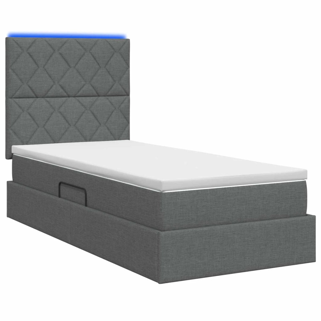 Letto con contenitore LED e materasso Grigio Scuro 90 x 190 cm 3459976