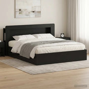 Telaio del letto con storage con testiera Nero 200 x 200 cm
