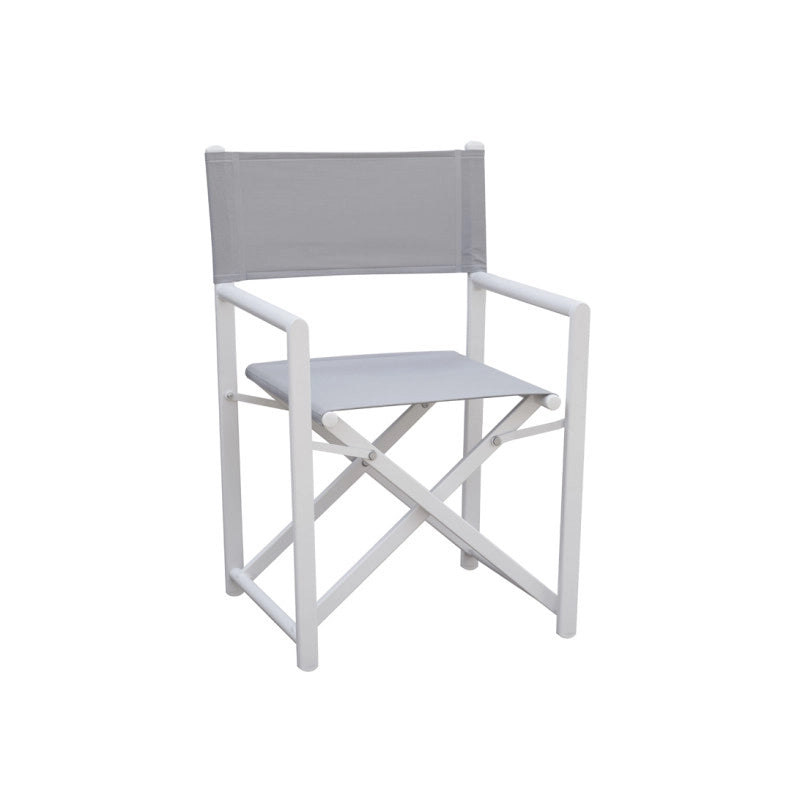 Set Di 4 Sedie Regista Paros Alluminio Bianco/Text Grigio Chiaro Moia
