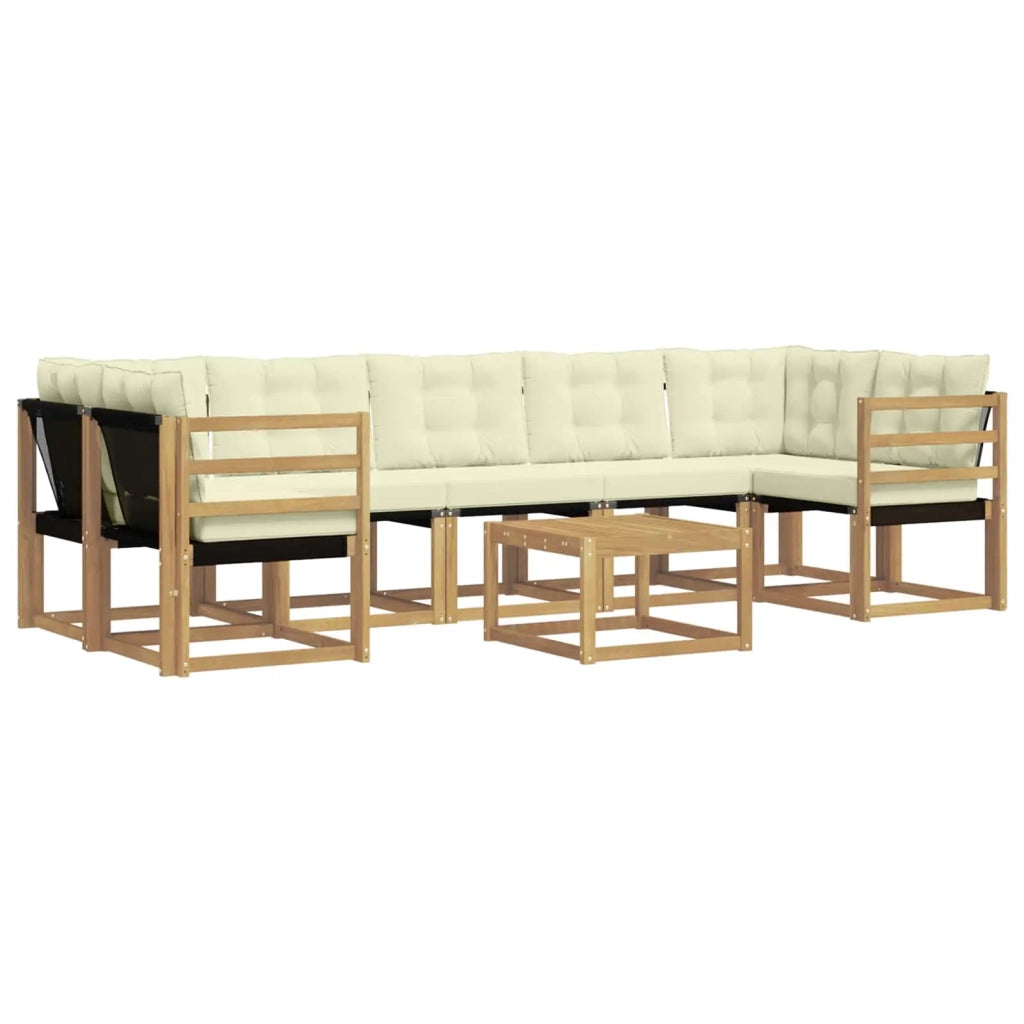 Set di divani da esterno con cuscino 8 pcs Bianco e Crema