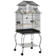 Voliera Gabbia per Uccelli 50x49x137 cm in Acciaio Nero