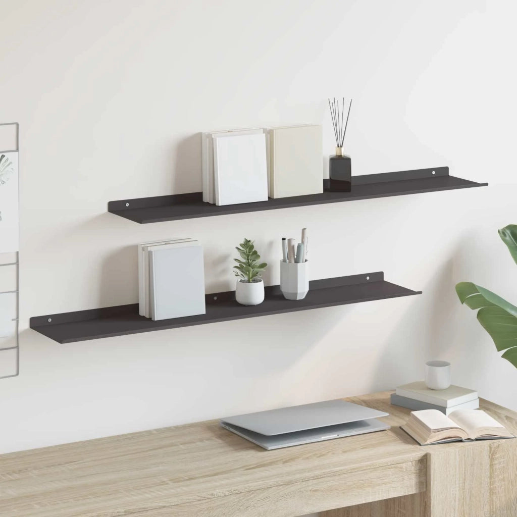Mensola sospesa 2 pcs Nero 100 x 18 x 2,5 cm Acciaio 8004044