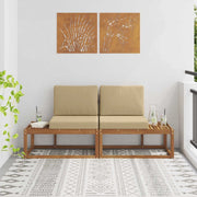 Divano da Esterno con cuscino-Divano da Giardino 2 Pezzo Naturale e Beige
