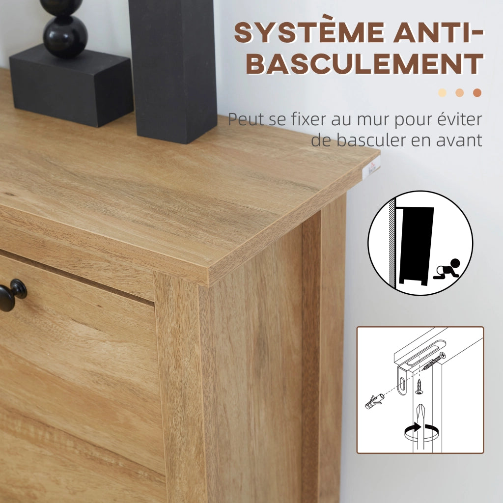 Scarpiera 3 Ante con Ripiani ¨C Zephmum ¨C Legno Naturale