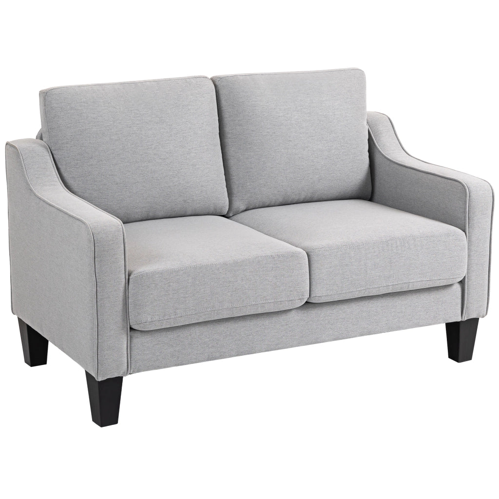 Divano 2 Posti Moderno e Salvaspazio in Tessuto Effetto Lino, 136x77x86 cm;, Grigio Chiaro