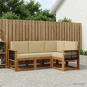 Set di divani da esterno 4 pcs Naturale e Beige Poliestere 3385174
