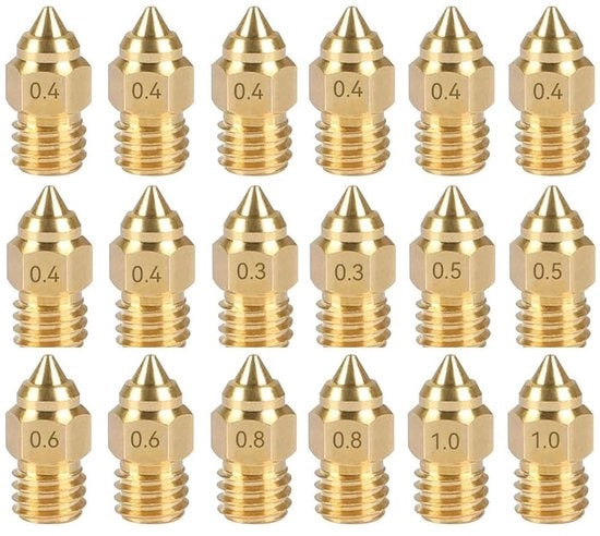 Pacco da 18 pezzi di accessori per stampante 3D - Adatto per Ender 3 S1 CR6 SE Testa di stampa con bocchetta in bronzo MK