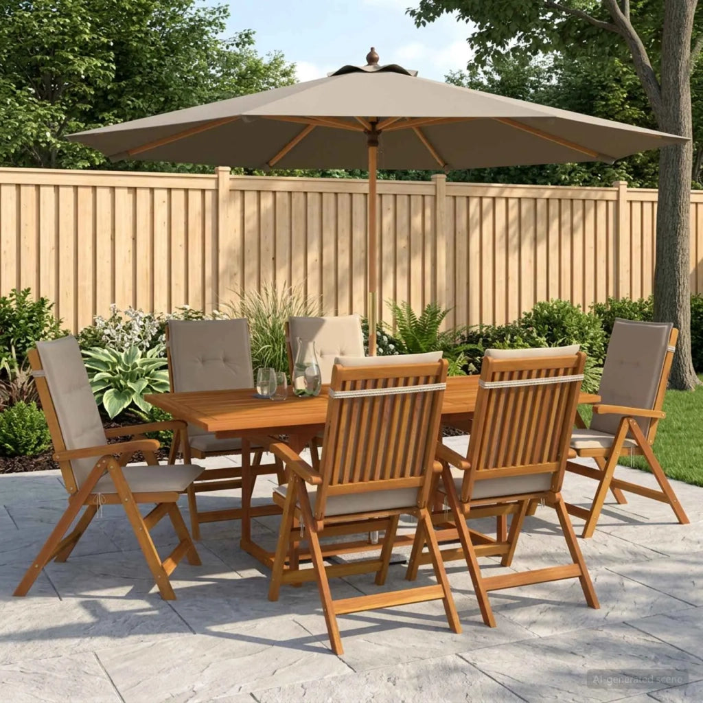 Set da pranzo da giardino 7 pezzi Naturale 3434524
