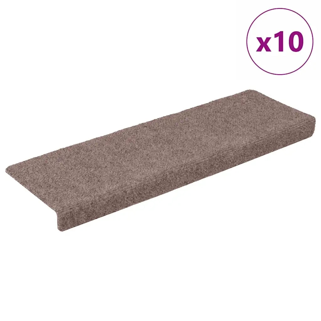 Tappetini per scale autoadesivi 10 pz 65x21x4 cm Marrone Chiaro Bordo rettangolare 149723