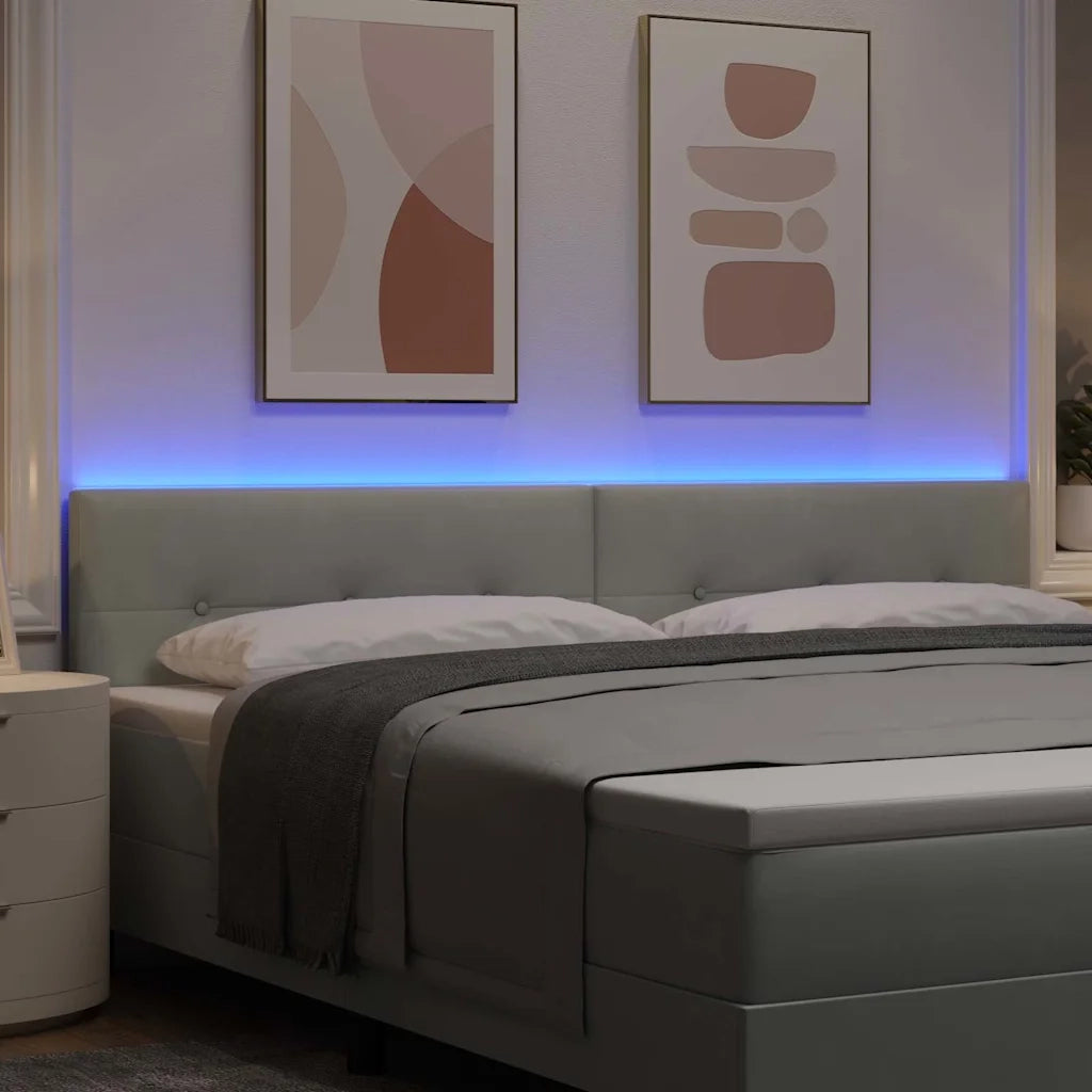 Testiera LED con strisce LED Grigio chiaro 200 cm Velluto 3338168