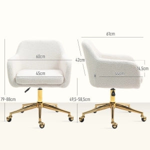 SEDIA da Ufficio Girevole Regolabile in Altezza 60x61x79-88 cm Poliestere Bianco Crema