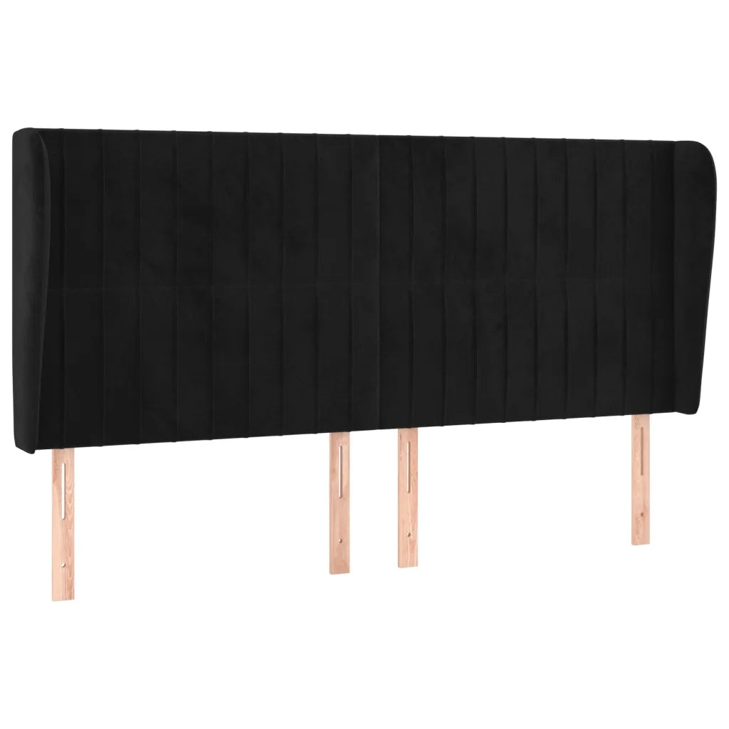 Testiera ad Orecchio-Testata con Orecchie Nera 183x23x118/128 cm in Velluto 684385