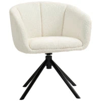 Poltrona, Sedia Imbottita con Seduta Confortevole, Girevole, Rivestimento Accogliente, Fino a 120 kg, Bianco Crema