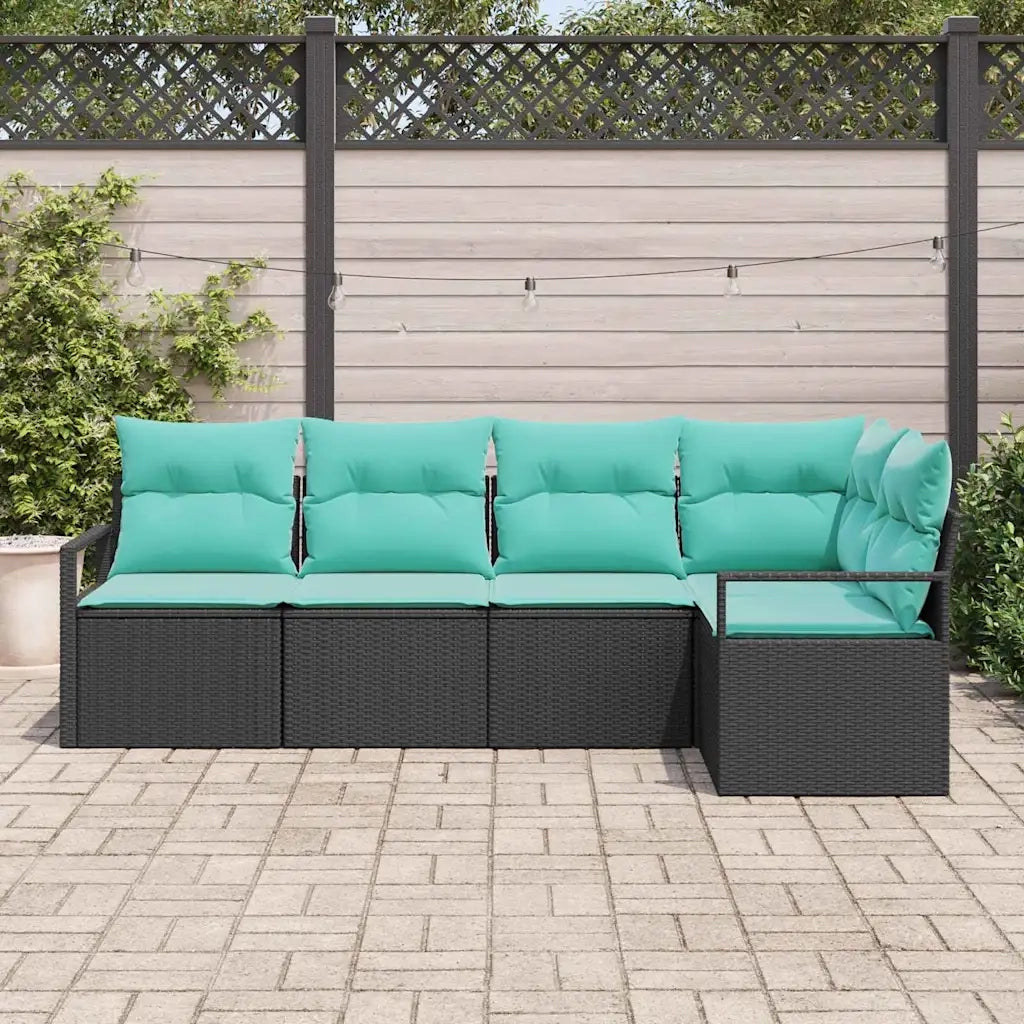 Set di divani 5 pcs Nero polyrattan
