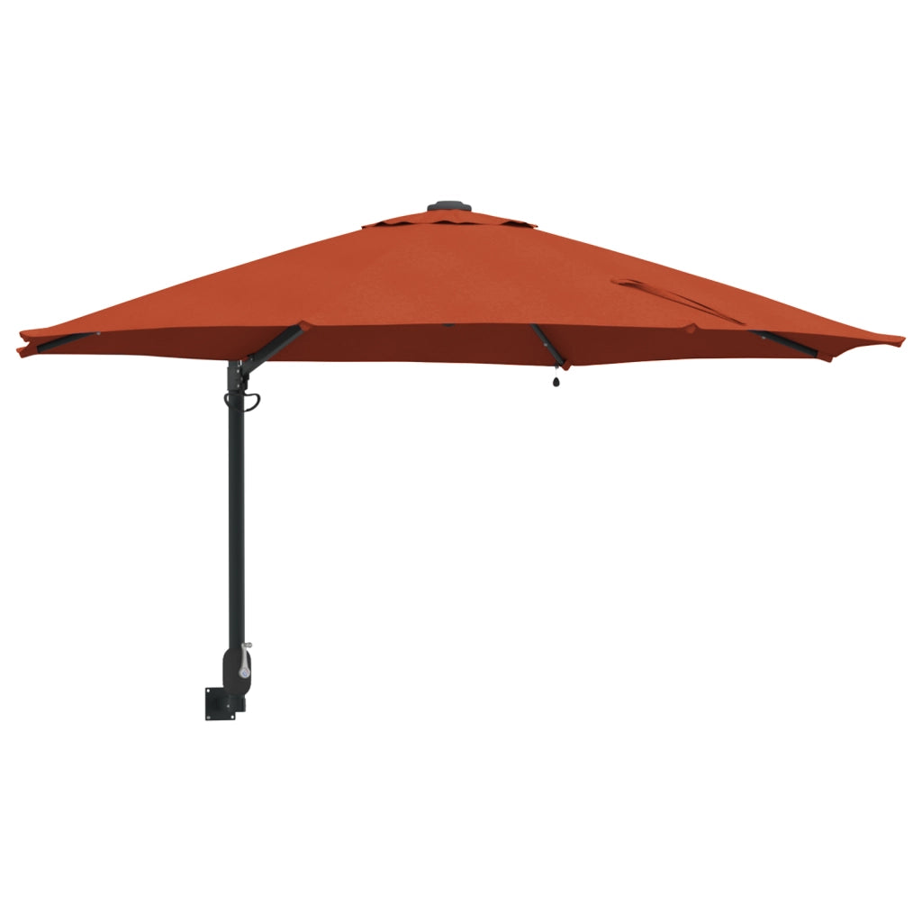 Ombrello da giardino a parete con LED terracotta 248 cm