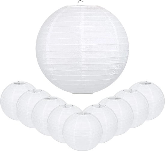 Lanterne in Carta 20 pezzi - 25cm Circolari - Decorazioni per Feste - Riciclabili - Amichevoli con l'ambiente - Leggere e Durature - Lanterne Decorative