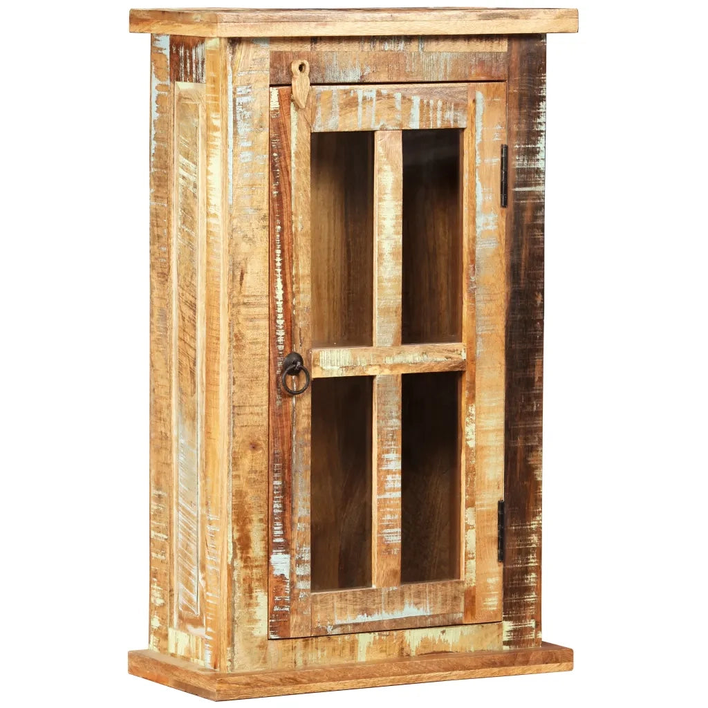 Mobiletto da parete vintage con vano contenitore 44 x 21 x 72 cm finitura opaca legno massello 02_0046292