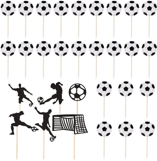 Decorazioni per Festa di Calcio 30 pezzi - Decorazioni per Torta di Calcio - Decorazioni per Festa di Calcio - Decorazioni per Festa di Calcio Americana - Tema Calcio - Materiale Cartone/Bambù - Decorazioni per Torta