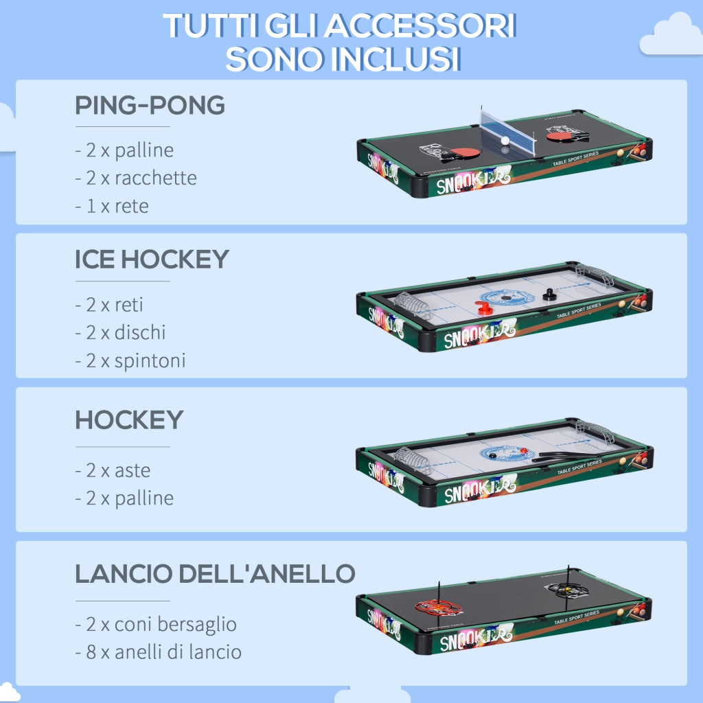 Tavolo da Gioco 6 in 1 ¨C Zephmum ¨C Bianco 118x104x71 cm
