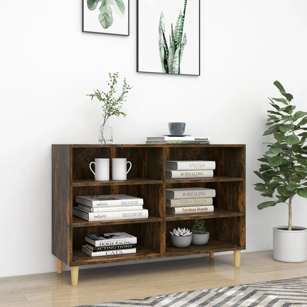 Credenza Rovere Fumo 103,5x35x70 cm in Legno Multistrato 813182