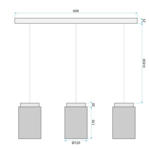 Lampada APP1812-3CP Frosted Grey
