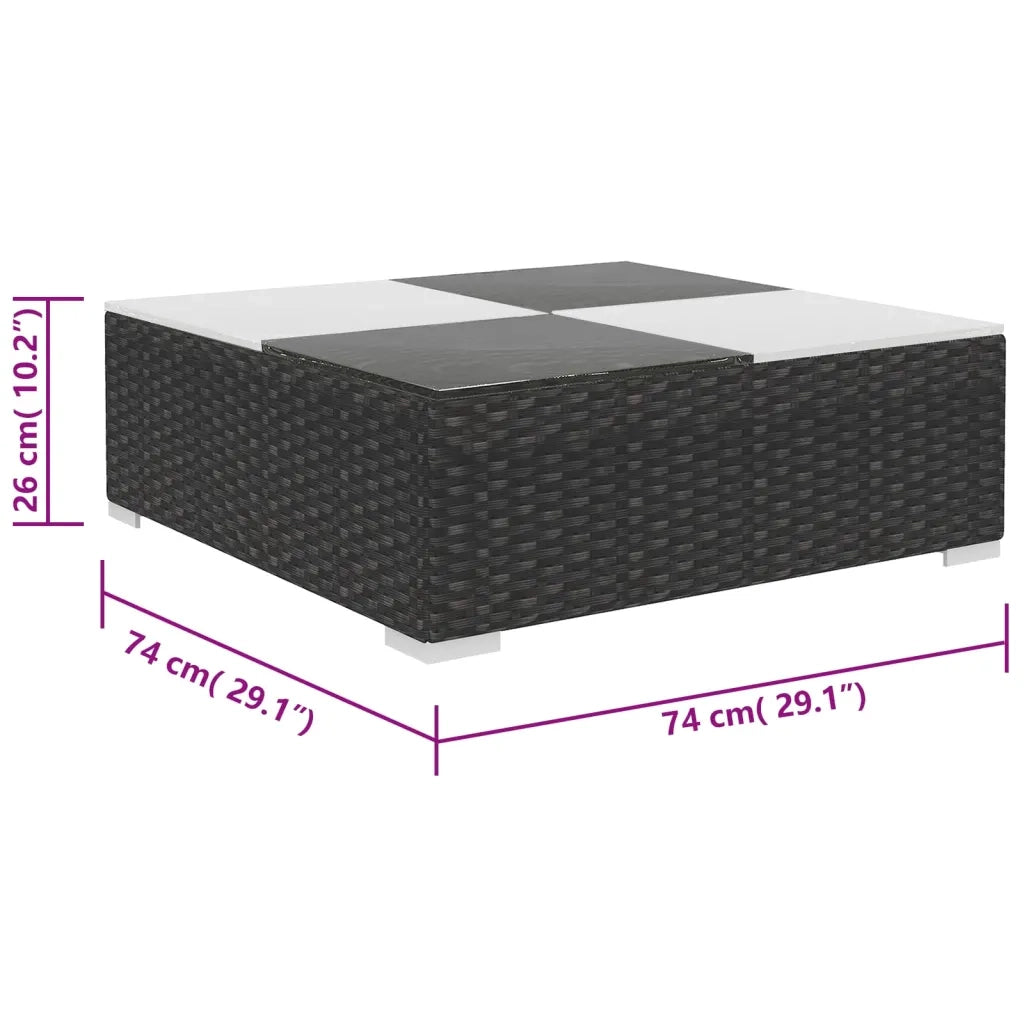 Set Divani da Giardino 6 pz con Cuscini in Polyrattan Nero 41269