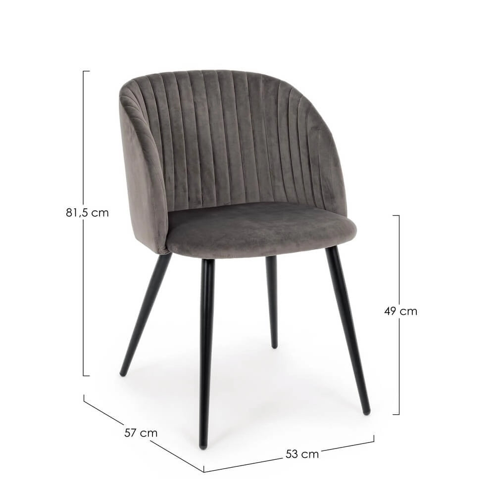Set di 2 Sedie Imbottite in Velluto con Gambe in Acciaio - FELICIA