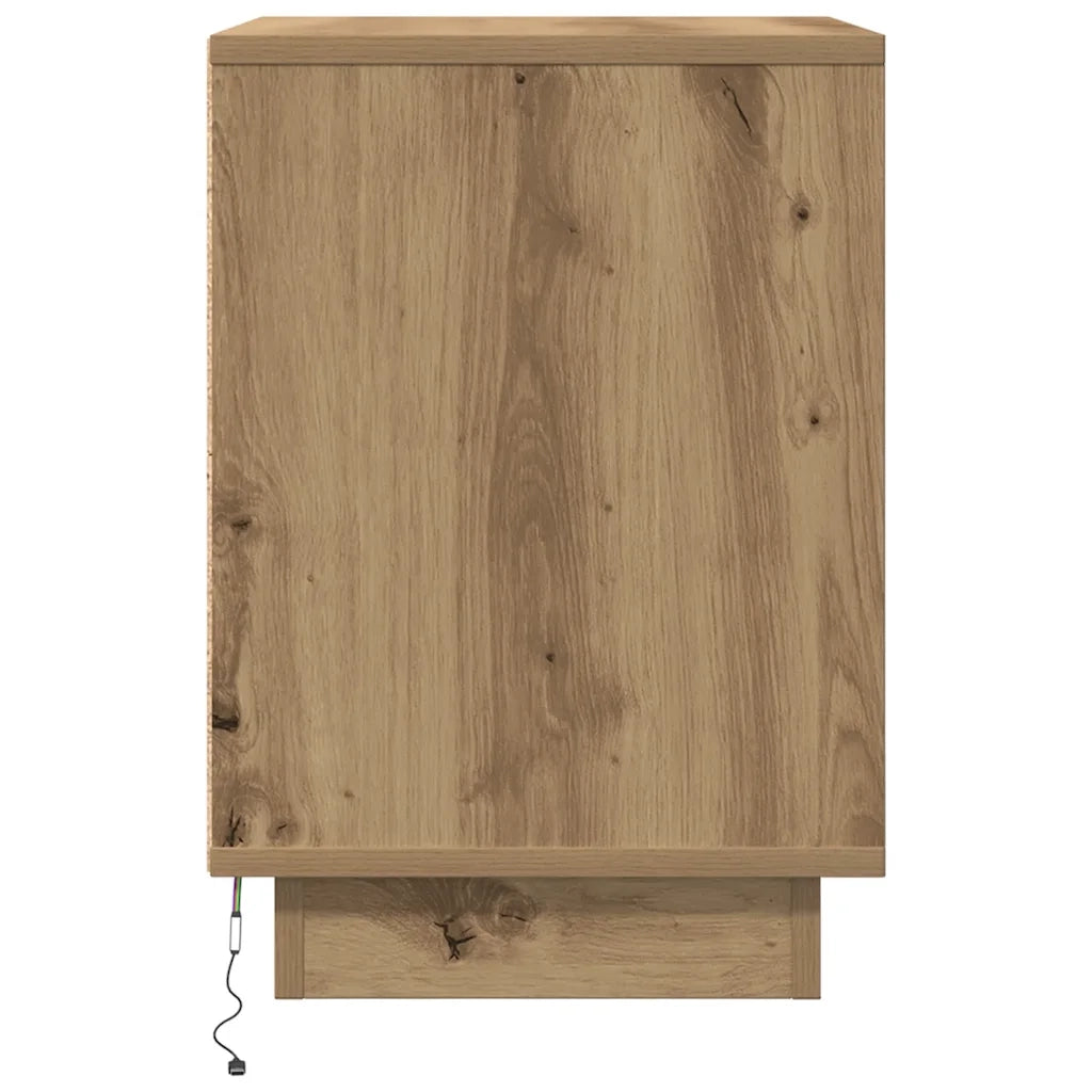 Comodini con Luci a LED 2 pz Rovere Artigianale 38x34x50 cm 861282