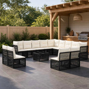 Set Divano da Giardino 14 pz Nero polyrattan 3434419