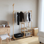 Appendiabiti con Ripiani e Ruote 100x38x175,5 cm in Bamb¨´ CFW5830609