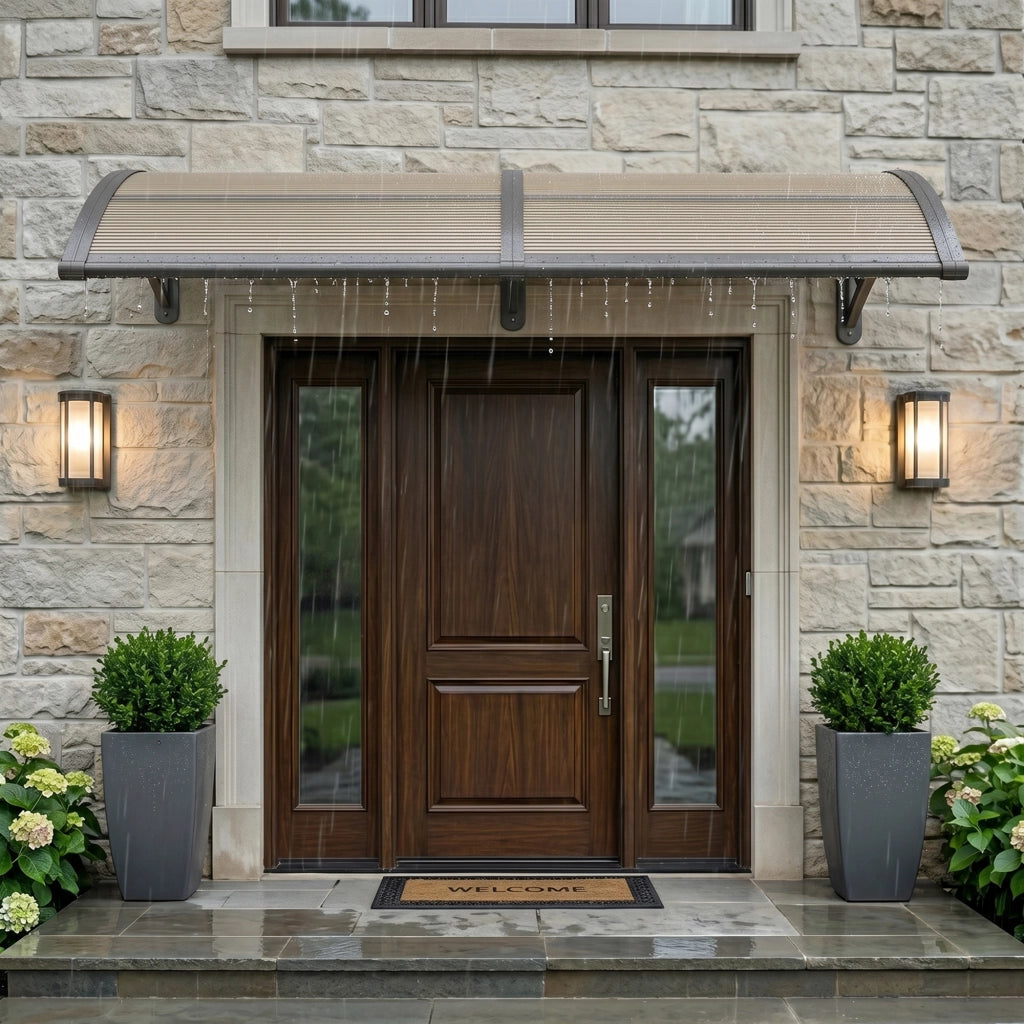 Pensilina per Ingresso Mellerud in Policarbonato 200 x 100 cm Marrone / Nero [en.casa]