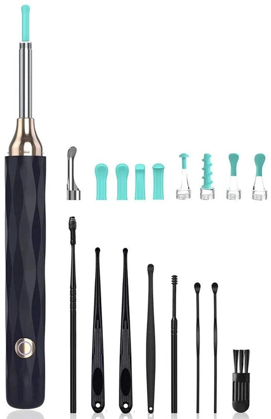 Pulitore Orecchio Senza Fili - Rimuove Cerume - Utensile Multifunzionale - Con Accessori - Bambini - Adulti - Navy