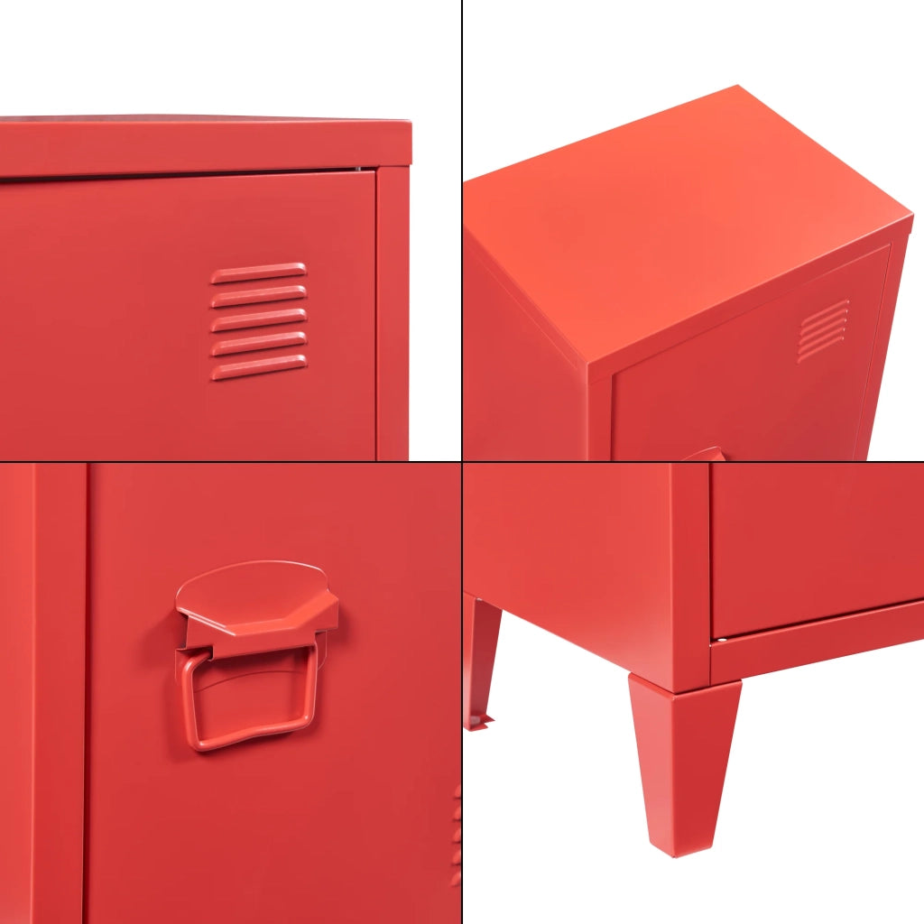 Comodino comodino cassettiera mobile contenitore 57 x 40 x 30 cm acciaio laminato rosso 03_0011016