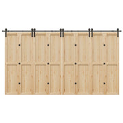 Kit di Binari per Porte Scorrevoli 400 cm Acciaio Nero 3295804