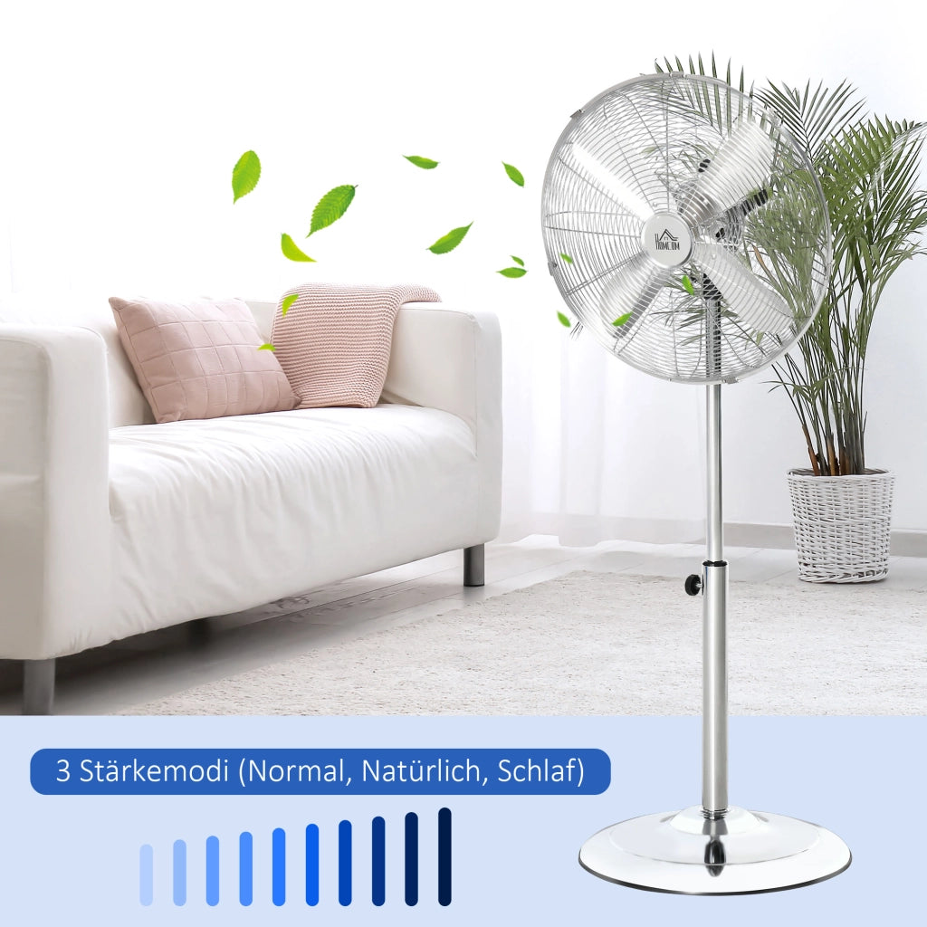 Ventilatore da pavimento regolabile in altezza ¨C zephmum ¨C Acciaio, Argento, 120 cm