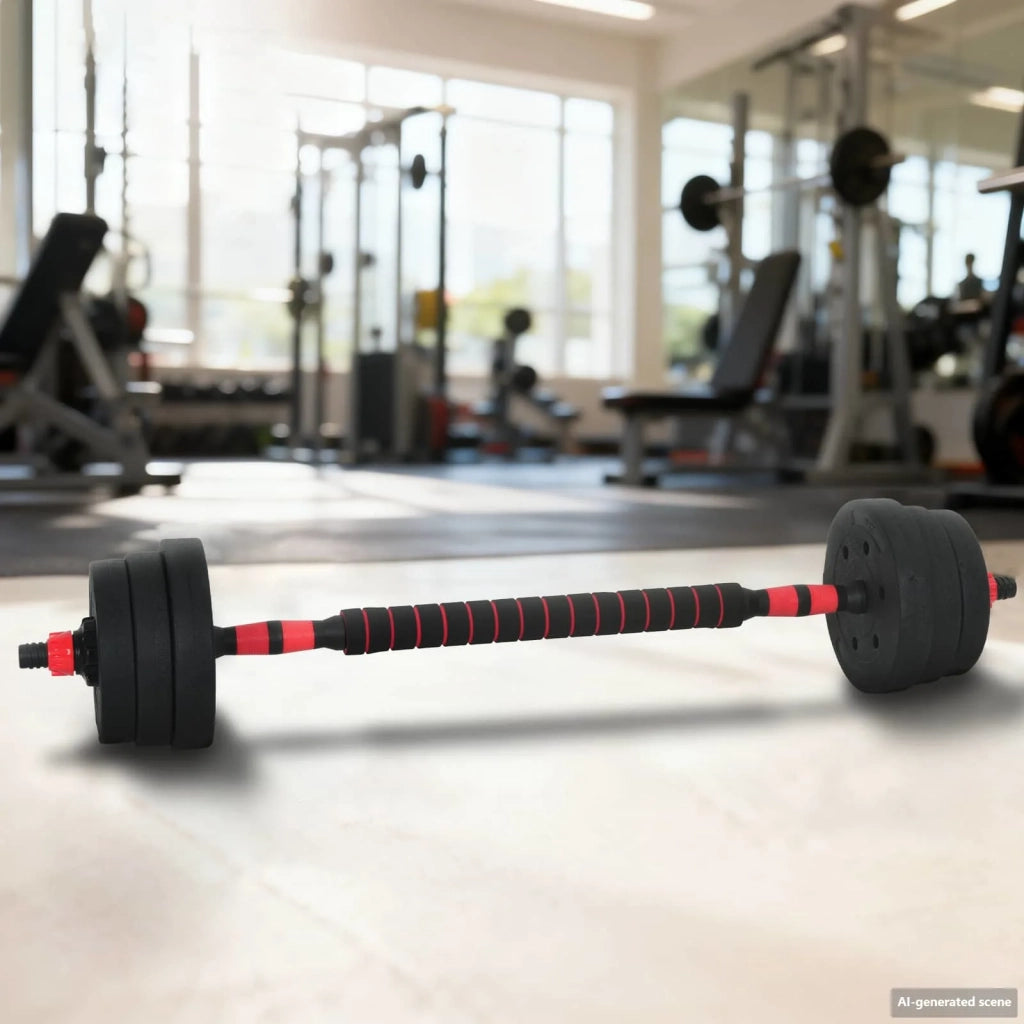 Set Manubri e Bilanciere 2-in-1 20 kg Nero e Rosso 42023463