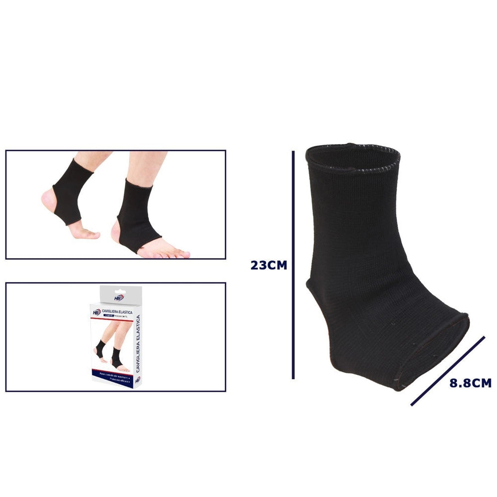 Trade Shop - Coppia Cavigliere Supporto Per Caviglia Anallergica Elastica Sport Fitness Nero -